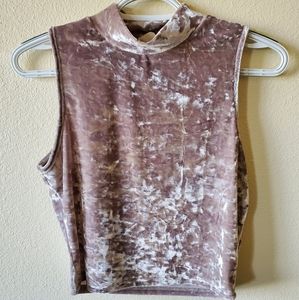 Velvet High collar Tan Crop Top Forever 21 Size M